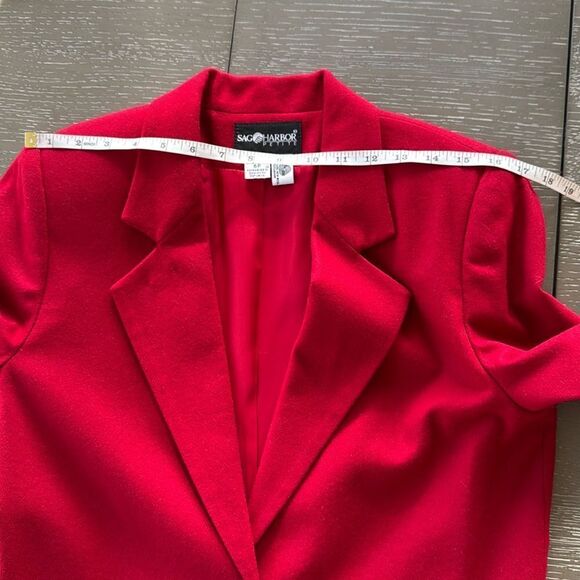 Sag Harbor Women’s Size 6 PETITE Red 100% Pure New Wool Blazer Formal Coat EUC - Picture 5 of 12